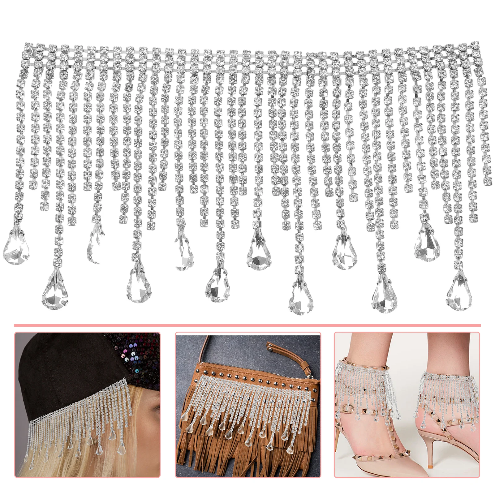 

Rhinestone Fringe Rhinestone Trim Chain Belt Beaded Fringe Trim Rhinestone Ribbon Tassel Chain Clothing Jeans Shoes Bags