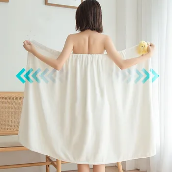 여성용 웨어러블 목욕 수건, 코랄 플리스, 흡수성 슬링 목욕 가운, 목욕 스커트, 샤워 욕실, 속건성 수건 상품 이미지