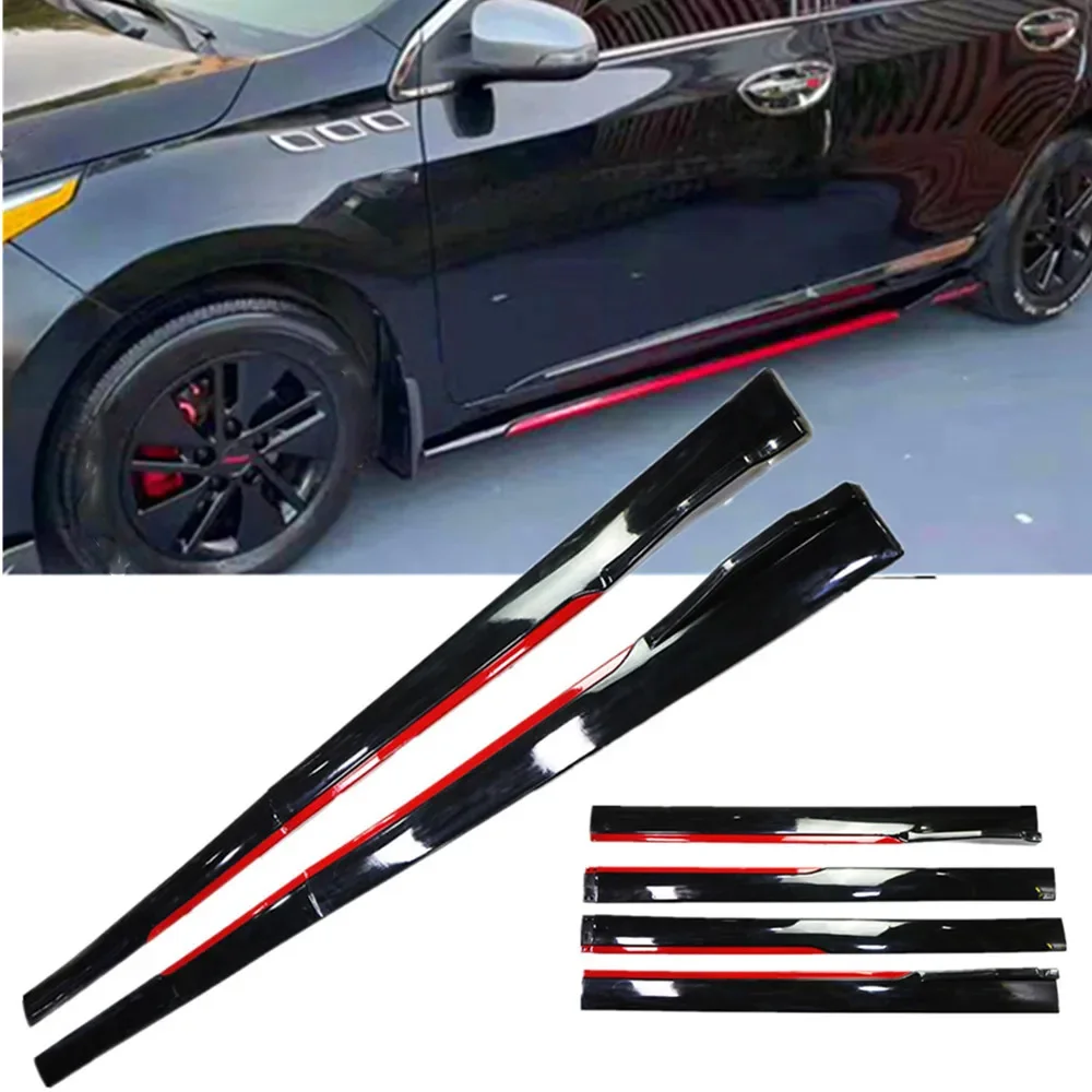 4PCS 2.4m Universal Side Skirt Extensions Car Side Skirts Winglet Splitters Lip For BMW Benz Honda