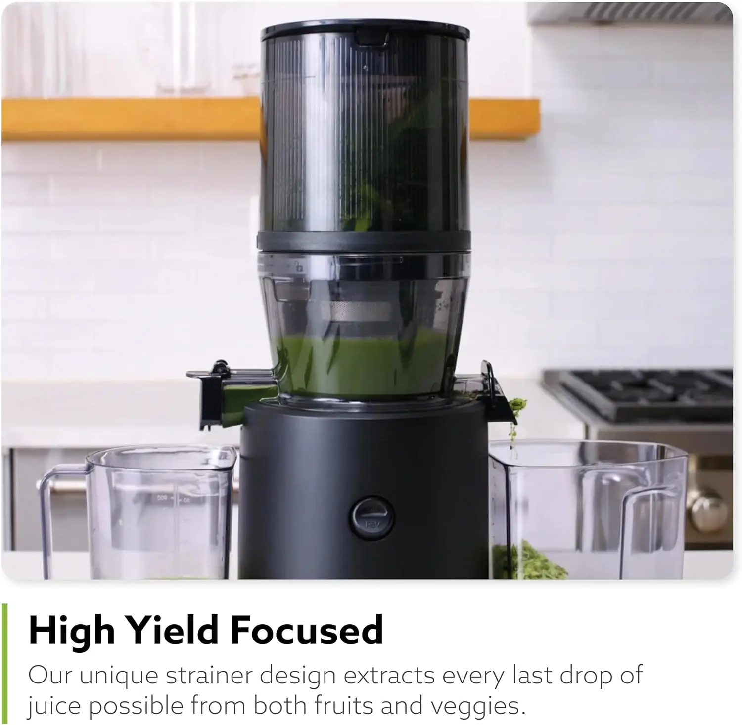 H320 Slow Juicer, Matte Black | Ultra Low Pulp | Hands-Free | Hopper Fits Whole Produce | Quiet Motor | BPA Free | Easy As 5