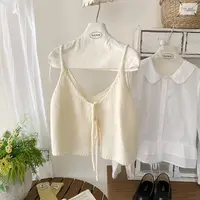 Korean Style V-Neck Knitted Wrap Cardigan Women's Sweater Autumn Layering Sweet Double-Sided Wear Tank Top Outerwear - Image 4