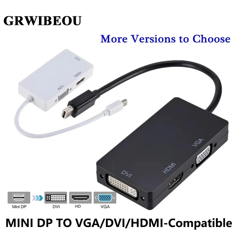 

GRWIBEOU 3 in 1 Mini DisplayPort to HDMI-compatible/VGA/DVI Adapter Mini DP Cable Converter for MacBook Pro Air Mini DisplayPort