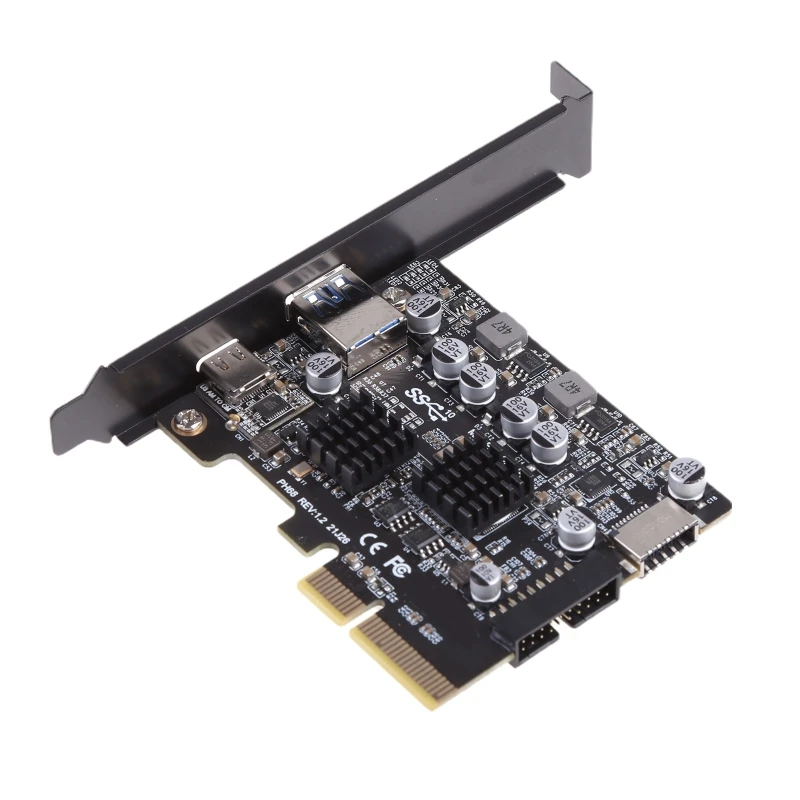 PCIe to USB 3.2 Gen 2 Adapter Card 10Gbps 2-Port PCI for Express Expansion Card Internal USB Hub PCI-E Add-on Cards Rise