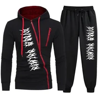 Mens Tracksuit Zipper Hoodies+Sweatpants 2-Piece Set Autumn Winter Male Daily Casual Sports Jackets Jogging Suit Tops Or Pants 2