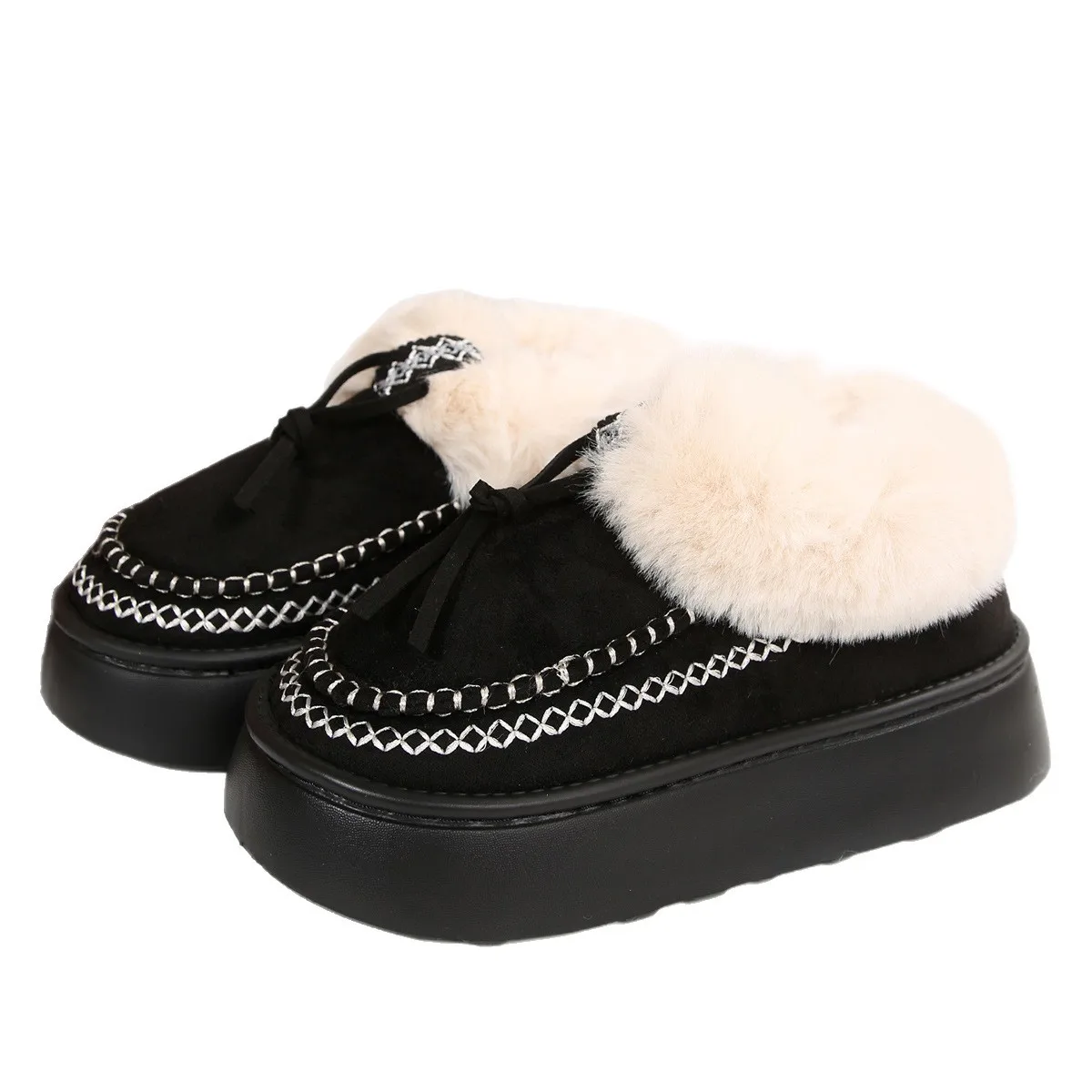 Women's Warm Thicken Plush Cotton Winter Boots 2025 Non-Slip Chunky Platform Slip-On Ankle Snow Shoes with Thick Bottom