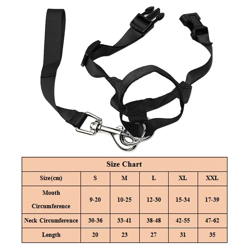 Adjustable Anti Barking Non Pull Dog Muzzle Dog Halter Leader Harness Dog Head Collar_voghion.com