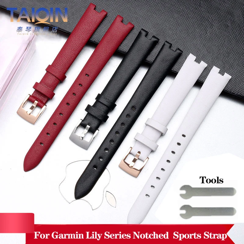 Garmin Genuine Leather Strap for Women - Soft Plain 14mm Watch Band