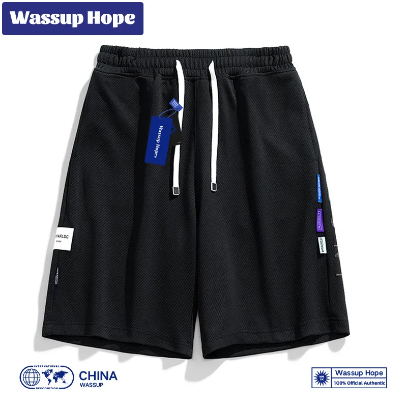 

Wassup Hope Textured Black Shorts Men's Summer Casual Loose Basic Capris China Fashion Brand