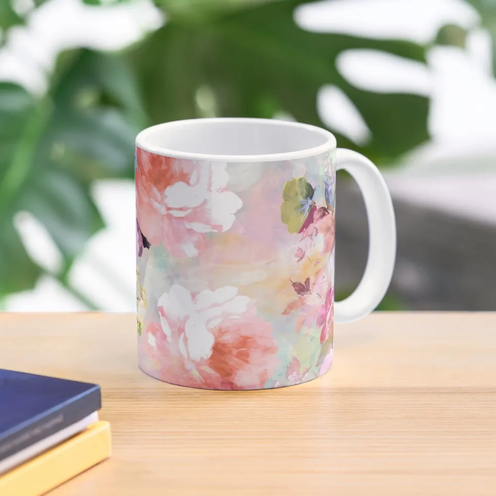 

Romantic Pink Teal Watercolor Chic Floral Pattern Coffee Mug Anime Cups Espresso Cups Thermal Cups For Mug