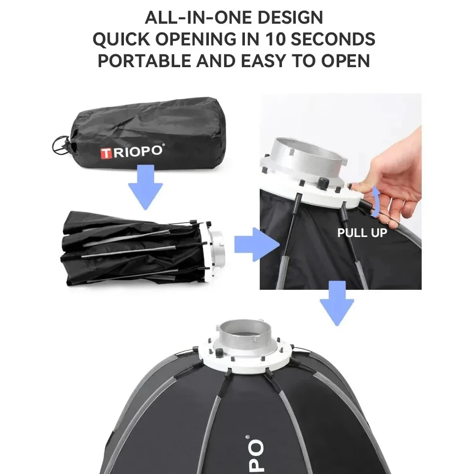 트리오포 K2-55 K2-65 옥타곤 소프트박스 (그리드 포함) 접이식 보웬스 마운트 소프트박스 (사진 스튜디오용)