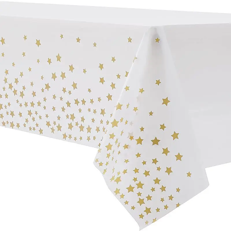 Disposable Bronzing Five-pointed Star Tablecloth Birthday Party Wedding Decoration Cloth Outdoor Dining Tablecloth 137X274CM party disposable tableware