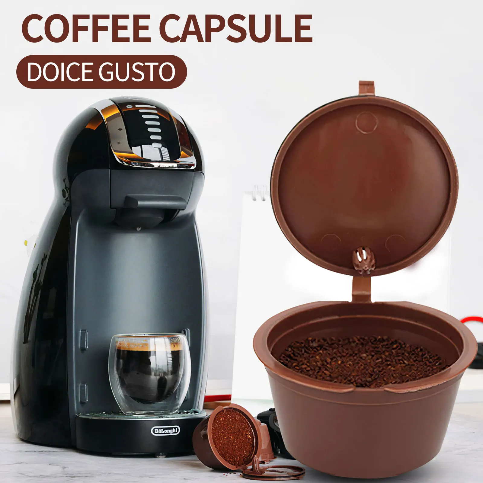 

4 шт. многоразовая кофейная капсула, фильтрующая чашка для Nescafe Dolce Gusto, многоразовые колпачки, ложка, кофейные фильтры, капсулы, аксессуары для бара