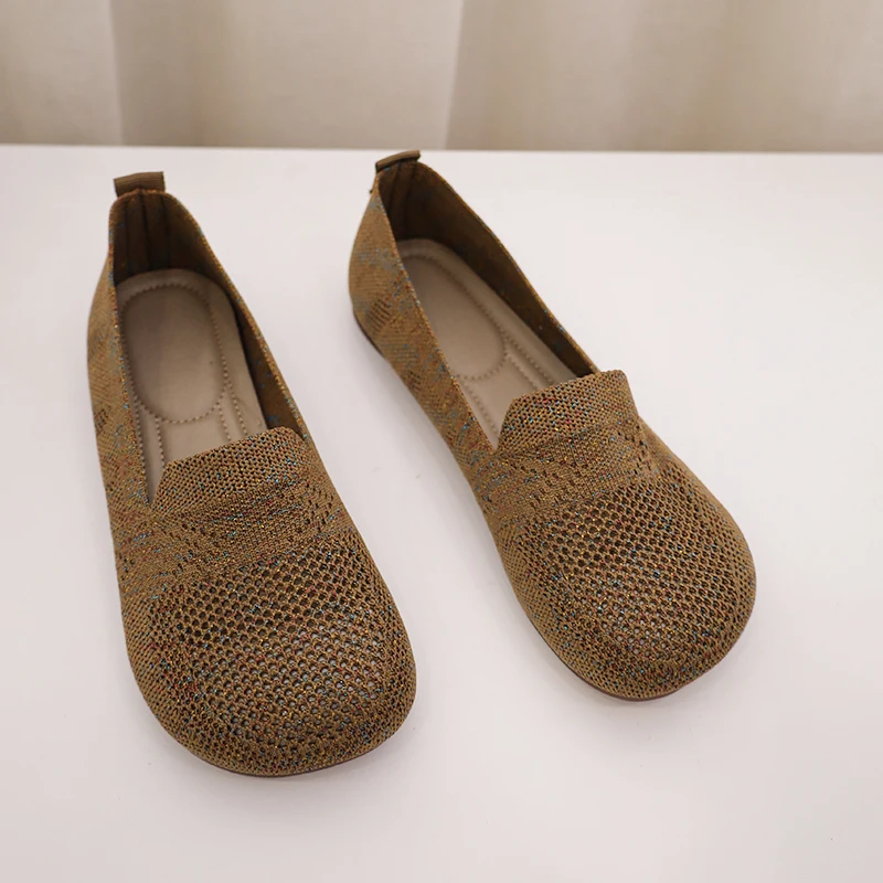 Women Shoes Summer Casual Loafers Flat Heel Square Toe Hollow-out
