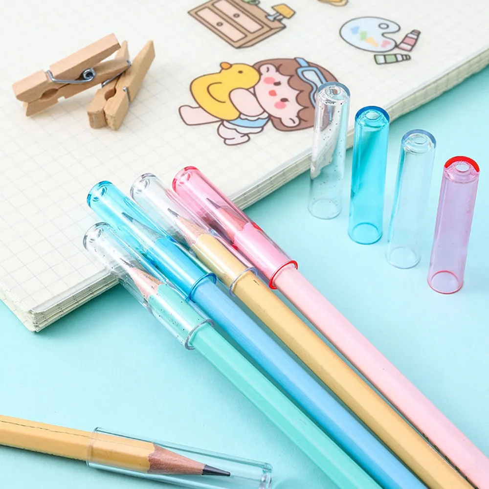 

6pcs Protector Cap Pencil Cover Pen Protective Cap Kawaii Pencil Protection Pen Topper Extender School Office Supplies