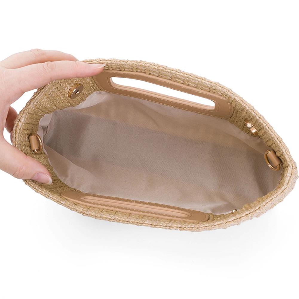 Elegant Top Handle Bag Straw Clutch Handbags for Women 2024 Summer Shoulder Crossbody Bag Raffia Evening Bag Woven Clutch Purse
