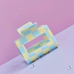Women's Plaid Checkerboard PVC Hair Clip Set (YELLOW)