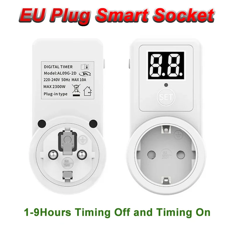 Smart Socket EU Plug Smart Home Outlet Socket Countdown Switch Two Digit Display Timer Time Control Telephone Battery Charging
