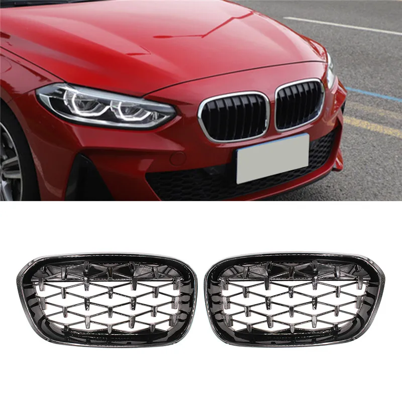 

Передний гриль для BMW F20 F21 2015-2019 118i 120i 125i m140i Алмазный Стиль глянцевые черные Серебряные грили