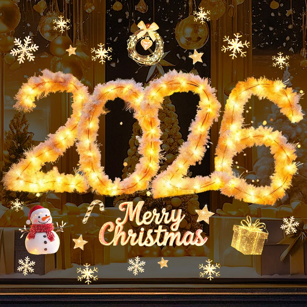  Christmas Decoration 2026 Window Sticker Merry Christmas Decorations for Home Wall Glass Sticker Snowflake 2026 New Year Noel - Image 5