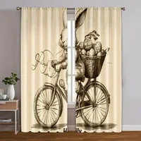 2pcs, Curtain Popular Whimsical Easter Bunny Versatile Durable Polyester (without rod) Holiday for Bedroom & Various Living 1