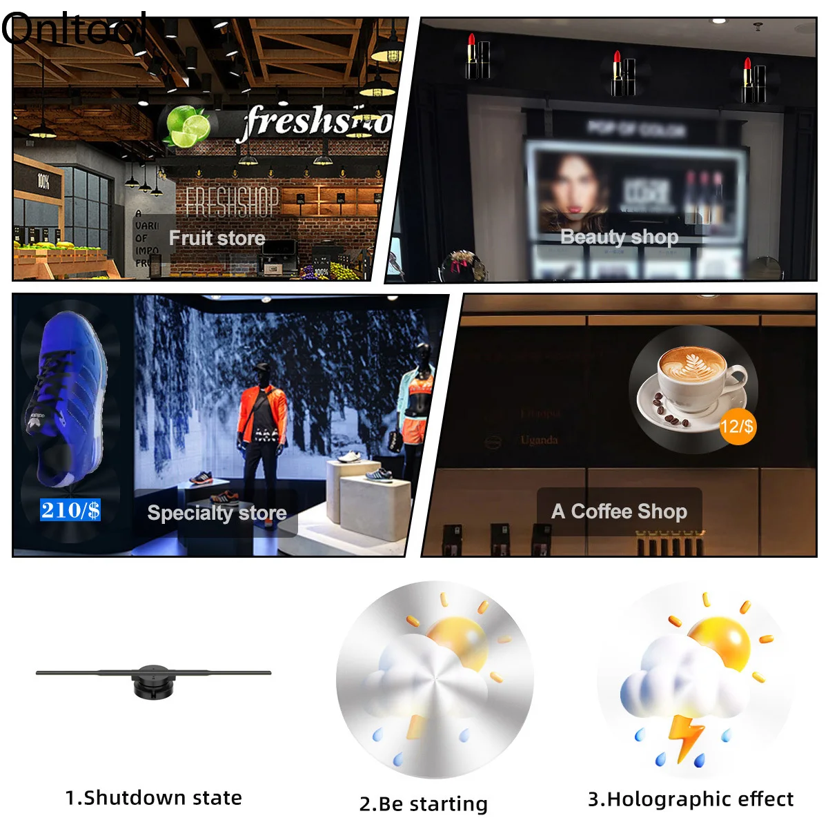 3D ologramma proiettore Fan Wifi Display pubblicità Logo luce Led segno lampada olografica lampada proiettori tridimensionali - immagine 6