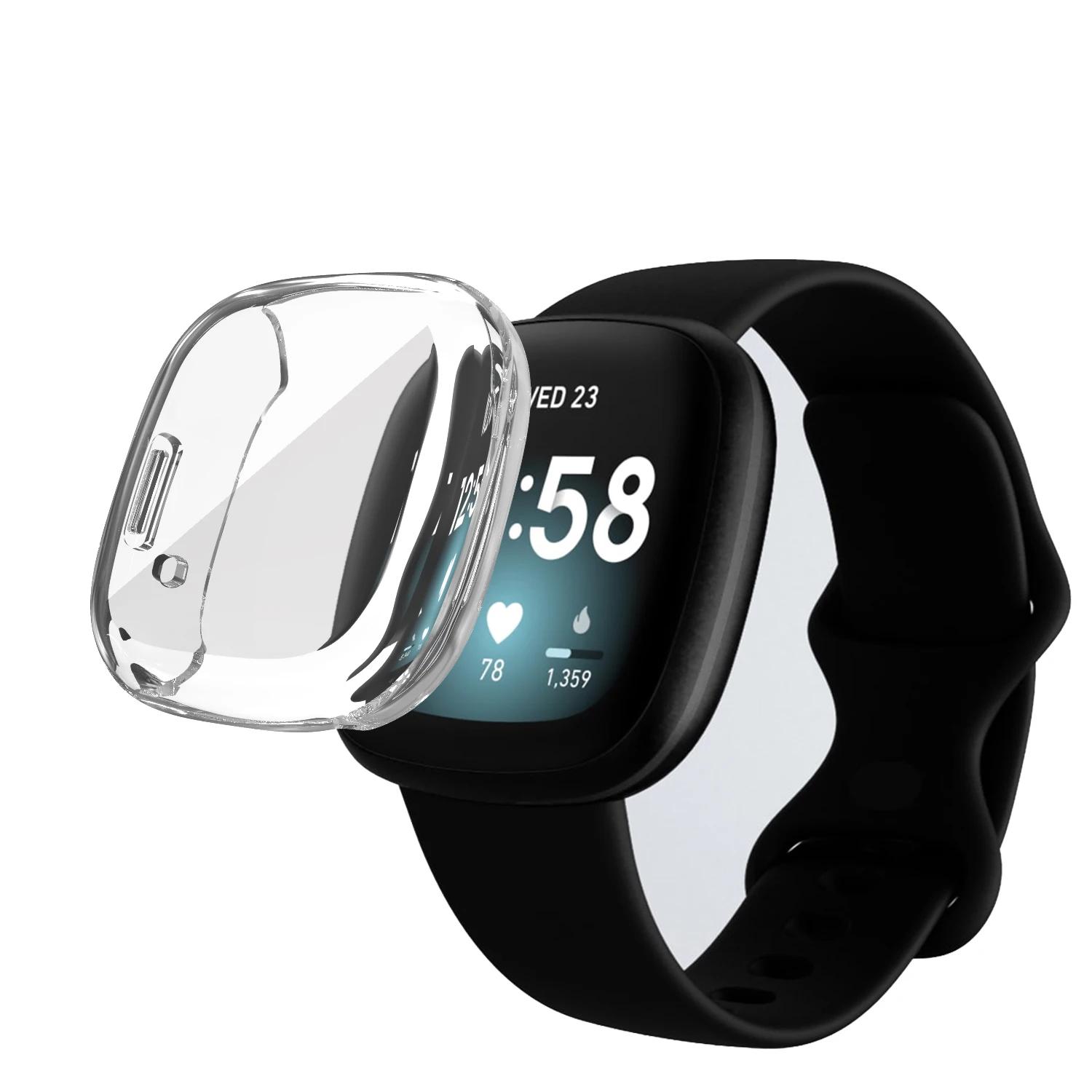 Estojo protetor para Fitbit Versa 3, TPU macio, protetor de tela cheia, capa para Fitbit Sense, relógio inteligente Versa3, pára-choques, chapeamento Shell