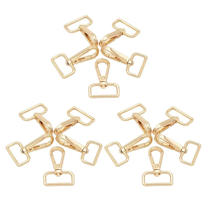 

ASDS-15 Pcs D Ring Swivel Lobster Claw Clasp, Push Gate Snap Hooks Trigger Clips(Gold, 1 Inch)