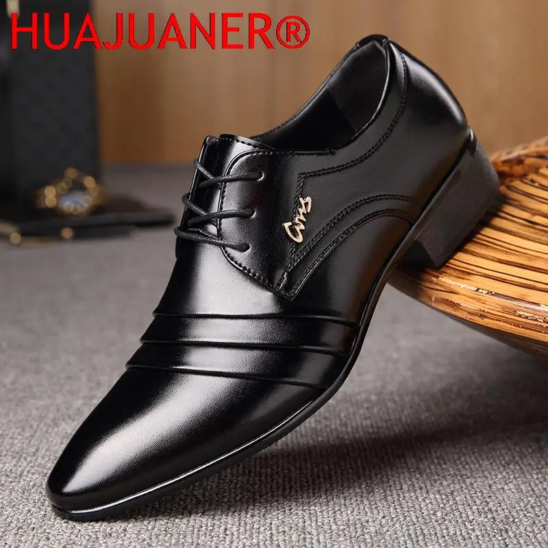 New Fashion Mens PU Leather Shoes Wedding Business Dress Nightclubs Oxfords Breathable Working Lace Up Shoes