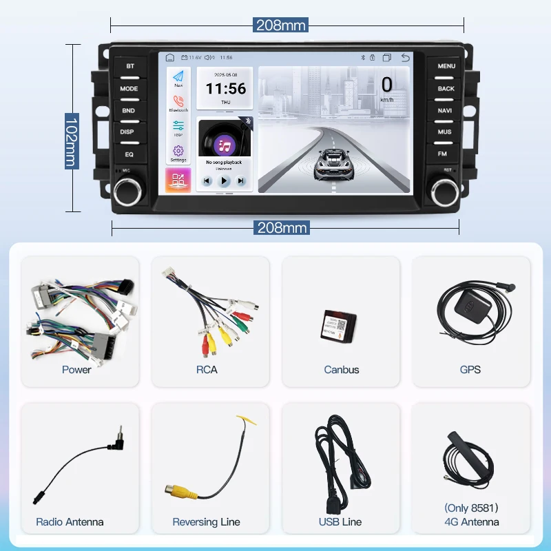 Radio para Auto SZLELV con Carplay Android 15 para Jeep Commander, Cherokee, Wrangler, Dodge, Chrysler Journey, Estéreo Multimedia, GPS, WIFI, 4G, BT 6