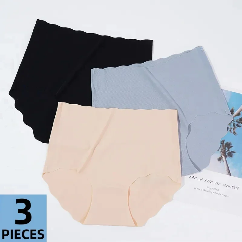 

3Pcs/set Invisible Panties Women Seamless Briefs Female Underpants Ultra-thin Underwear High Rise Panties Solid Comfy Lingerie
