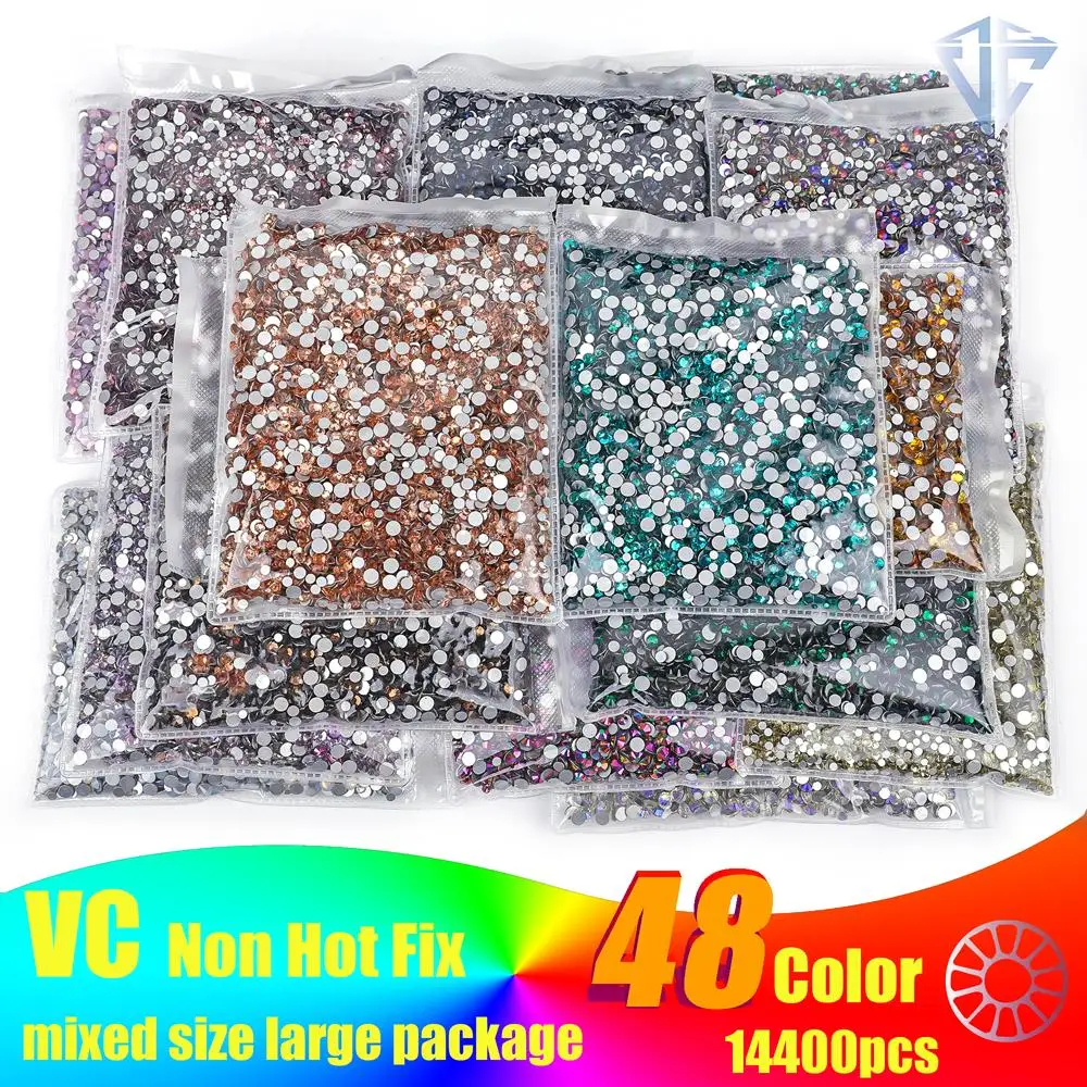 

14400pcs ss3-ss20 Big Package Bulk Wholesale Non Hot Fix Rhinestones Flat Back Crystal Strass Glitters Stone for 3D Nail Garment