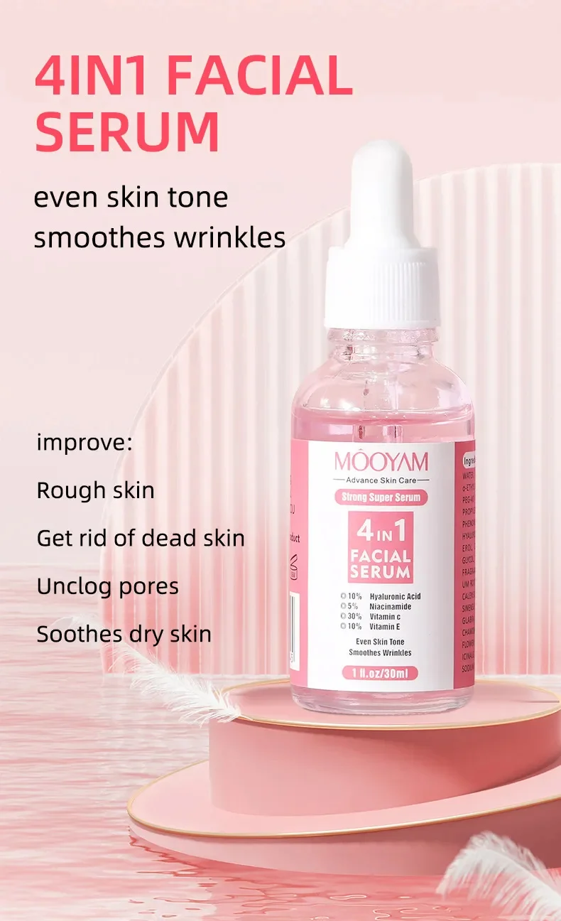 4 IN 1 Remove Wrinkles Face Serum Lifting Firming Fade Fine Lines Anti-Aging Essence Vitamin C Whitening Moist_voghion.com