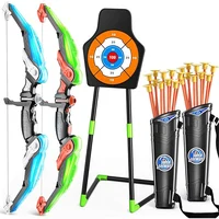 2 Pack Archery toy Set  - Includes 2 Bows, 20 Suction Cup Arrows & 2 Quivers & Standing Target, Outdoor Toys for Kids 2