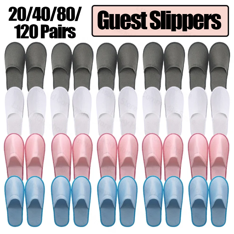 120 20Pairs Non Slip Hotel Slippers Disposable Slipper Wedding Slipper Closed Toe Spa Slipper Household Bulk Slippers for Guests AliExpress