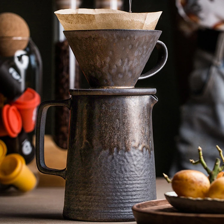 European Ceramic Gilded Coffee Filter Cup Antique Rust Glaze Coffee