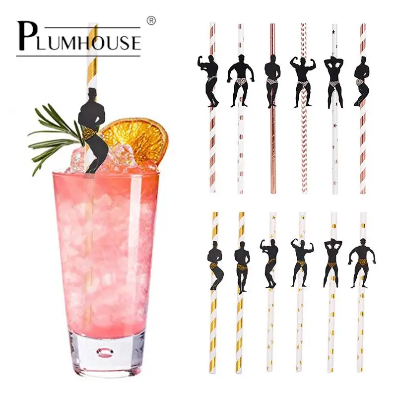 

6Pcs Stripper Dancing Men Straws Bachelorette Party Decorations Straws Mexican Fiesta Party Drinking Favors Adult Party Supplies