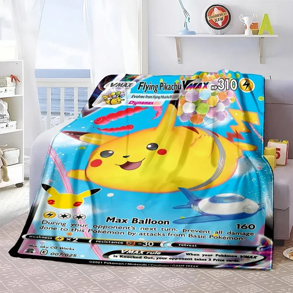 Pokemon Anime Card Blanket Cute Flannel Fluffy Throw Camping Blankets for Children Sofa Throw Thin Picnic Blanket Fashion Gifts 2