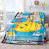 Pokemon Anime Card Blanket Cute Flannel Fluffy Throw Camping Blankets for Children Sofa Throw Thin Picnic Blanket Fashion Gifts 2