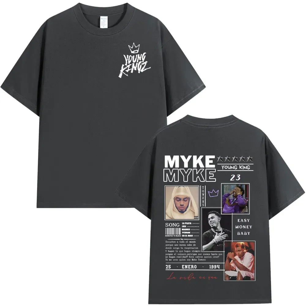 Rapper Myke Towers Graphic T-shirts Men Women Clothing Fashion Hip Hop Oversized T Shirt Unisex Cotton Short Sleeve T-shirt Tops 6