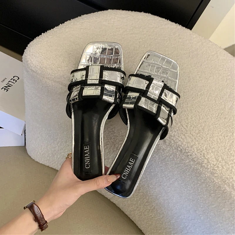 ZOOKERLIN 2024 New Bling Women Slippers Fashion Pointed Shallow Slip On Ladies Elegant Slingback Shoes High Heels Pumps Sandals