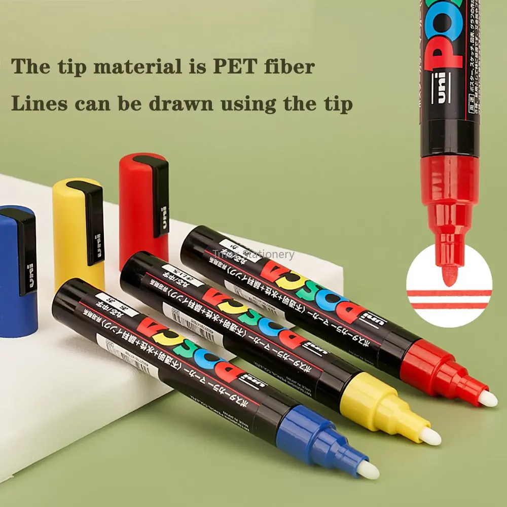 New Uni Posca Markers Pen Set PC-1M Waterproof Opaque Paint Pens Super Fine Nib 0.7mm Manga Graffiti Pen Art Supplies Stationery 4
