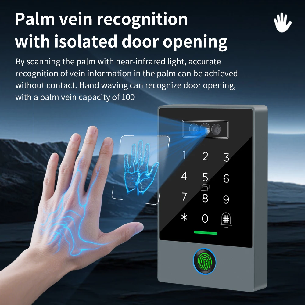 TTLOCK face recognition video doorbell intercom attendance machine fingerprint palm vein 3D facial recognition 3-in-1 IP67