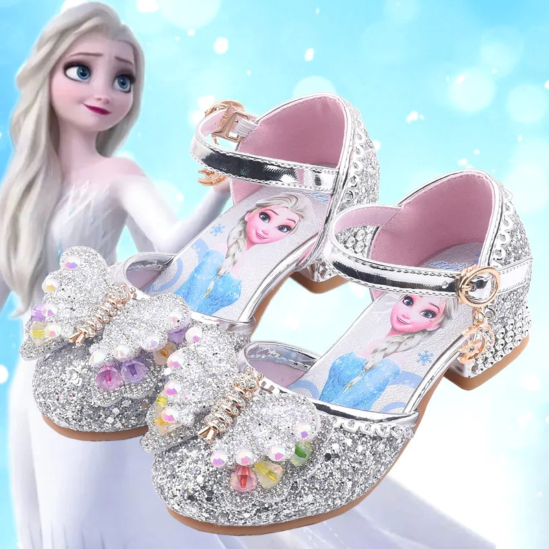 Disney zapatos de tacón alto para niñas, calzado de vestir de princesa
