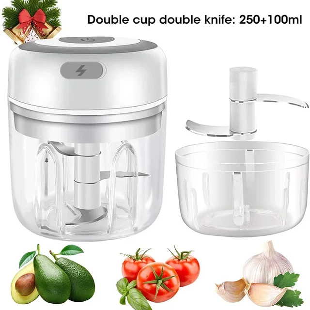 Mini Garlic Chopper, Electric Food Processor, Garlic Mincer Portable  Processor for Chop Onion Ginger Vegetable Pepper Spice Meat