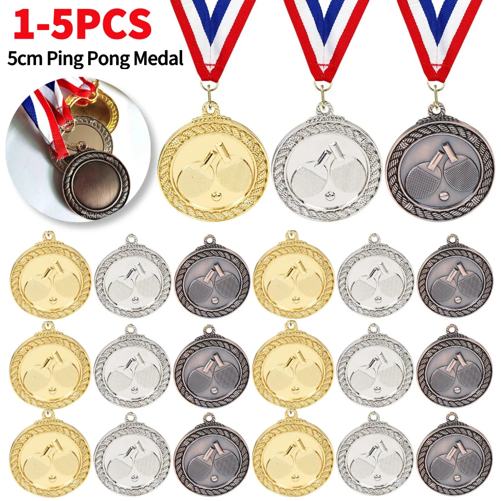 Ping Pong Medals Table Tennis Award Medals Sports Medals 1-5PCS for Marathon Ball Games