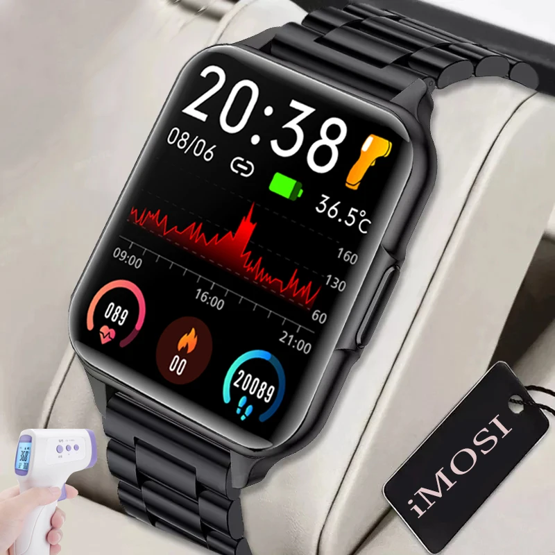 New Body Temperature Smart Watch Men Blood Oxygen Monitoring Sports