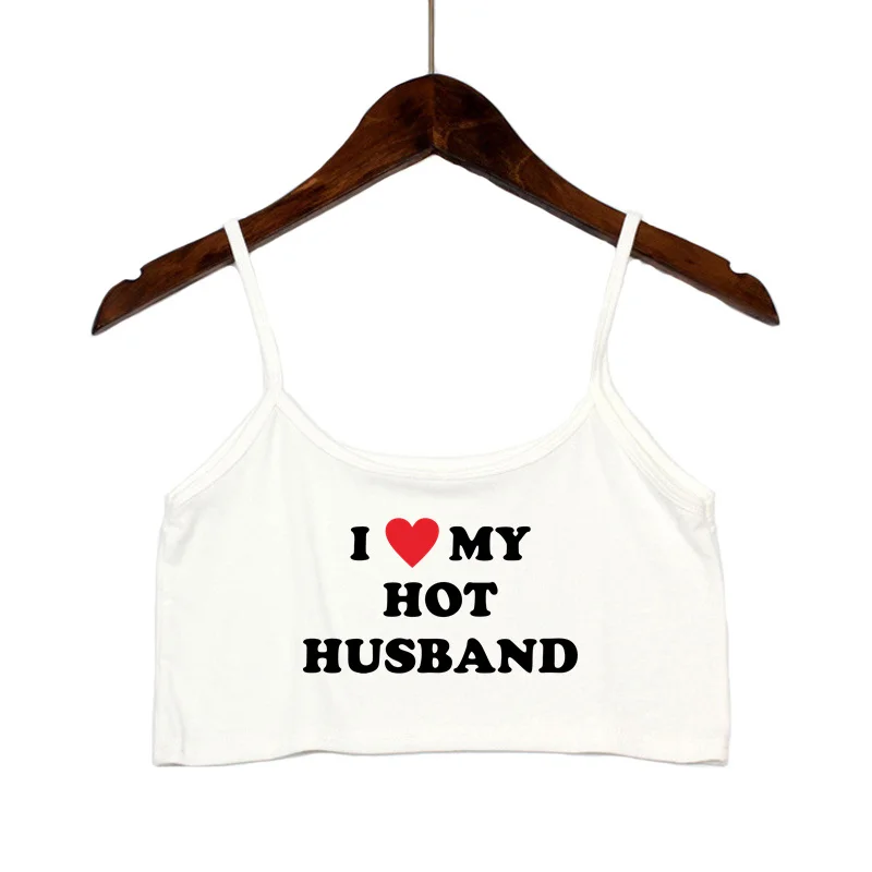 I LOVE MY HUSBAND 여성용 섹시한 탱크 탑, 섹시한 심리스 민소매 캐미솔, 여성 패션 의류