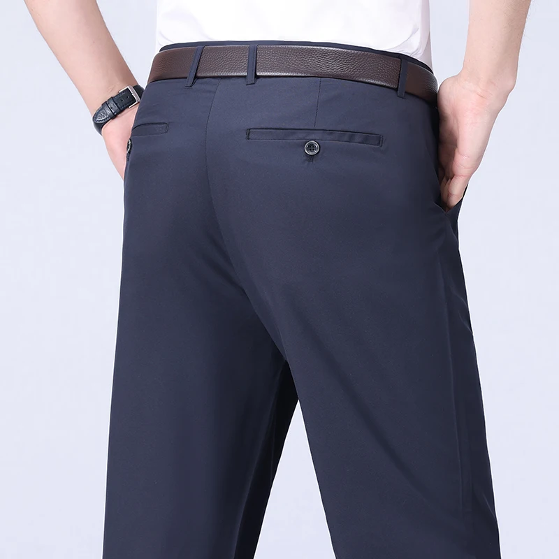 Casual Pants Male Stretch Solid Black Smart Men's Trousers Office Quick Dry Suit Pants New Spring Autumn Korean Straight