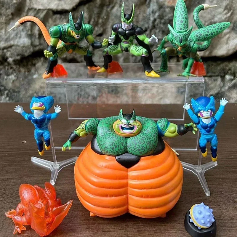

8pcs Cell Dragon Ball Figures All Forms Cell Action Figures Full Complement Twister Anime PVC Collection Model Toys Ornamen Gift