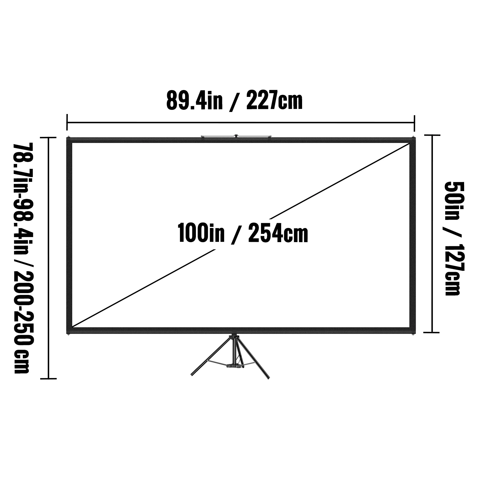 VEVOR 100 Inch Tripod Projector Screen W/ Stand 16:9 4K HD Portable Home Cinema for Indoor & Outdoor Projection 6